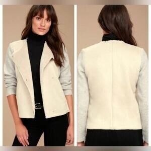 BB Dakota Tan Gray Glenna Faux Suede‎ Moto Jacket Size L